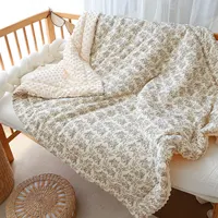 110X140cm Flower Print Baby Quilt Newborn Nap Quilts Soft Cotton Infant Blanket Fall Winter Swaddle Wrapped Bedding 2