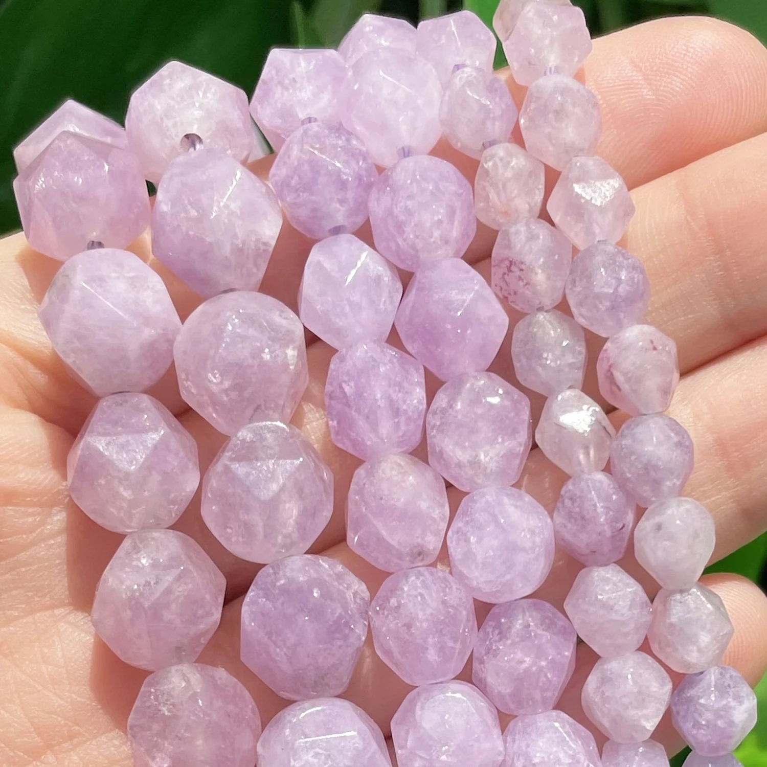 Natürliche Faceted Lila Angelite Stein Runde Chalcedon Jade Lose Spacer Perlen für Schmuck Machen Hand Diy Armband 15''