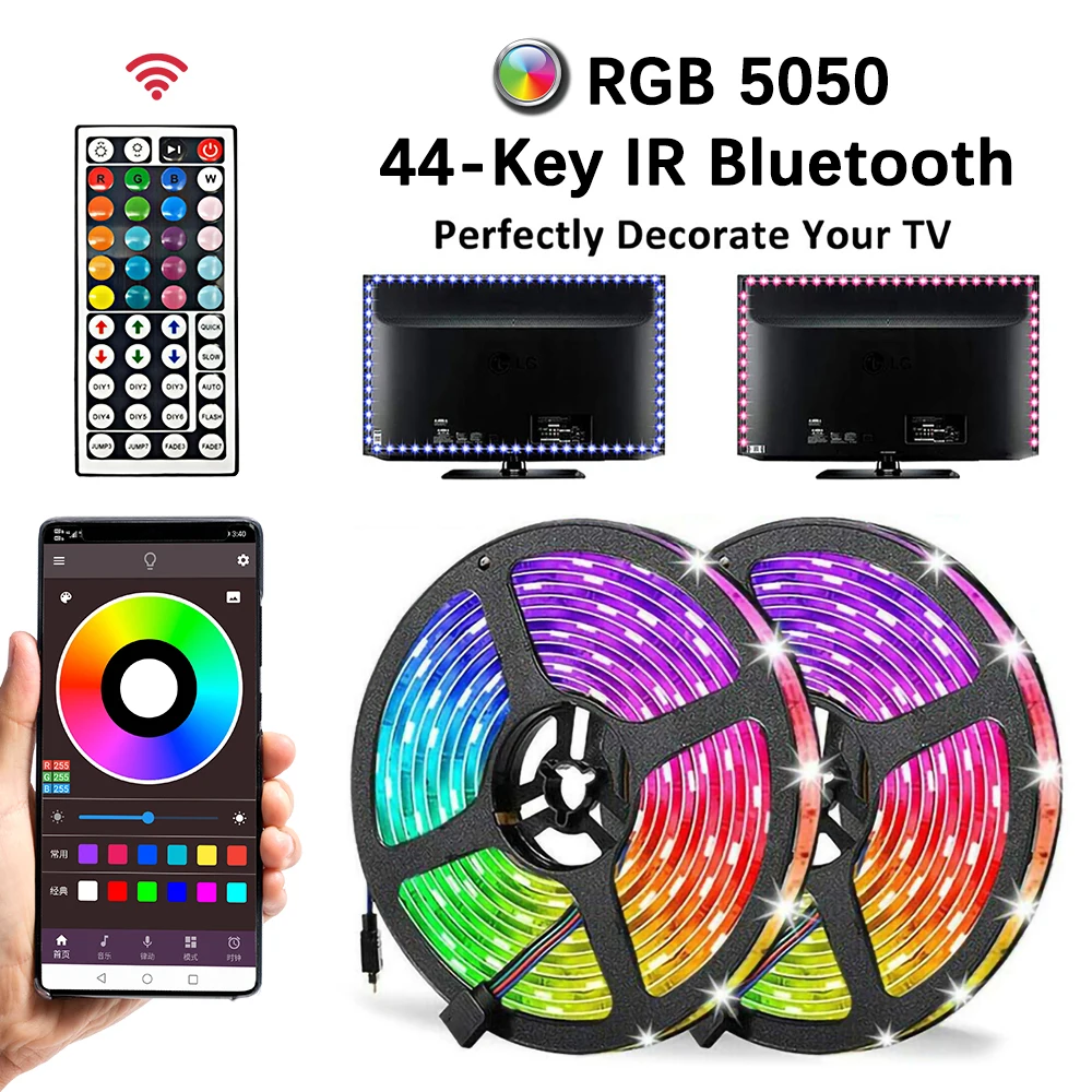 

Светодиодная ленсветильник Rgb с питанием от usb, 10 м, 5050