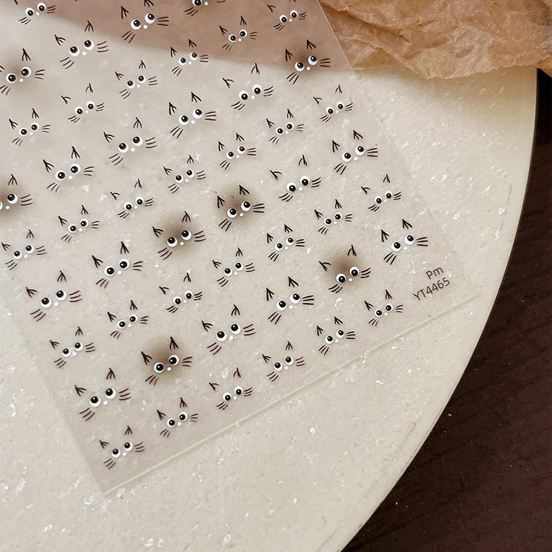 Cute Cat Nail Stickers Lovely Cat Nail Slider Kawaii Korean Style 5D Decals DIY Manicure Decors