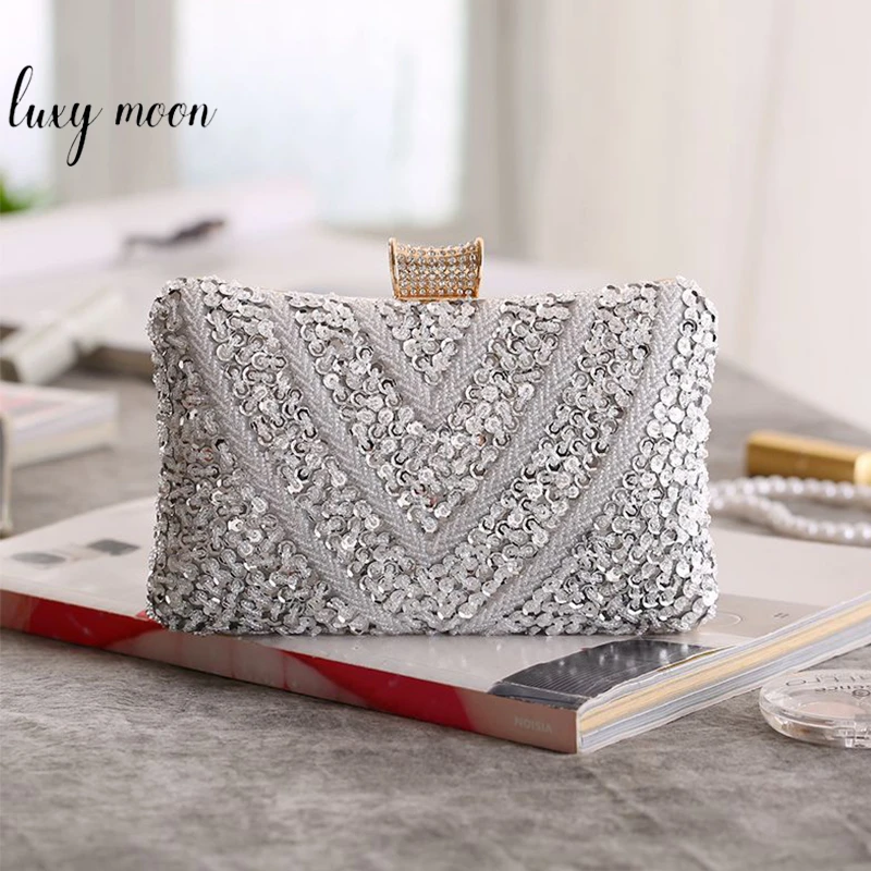 Bolso de mano plateado para mujer, cartera de mano de lujo con cuentas diseñador, bolso de hombro para fiesta de boda, ZD1931| | - AliExpress