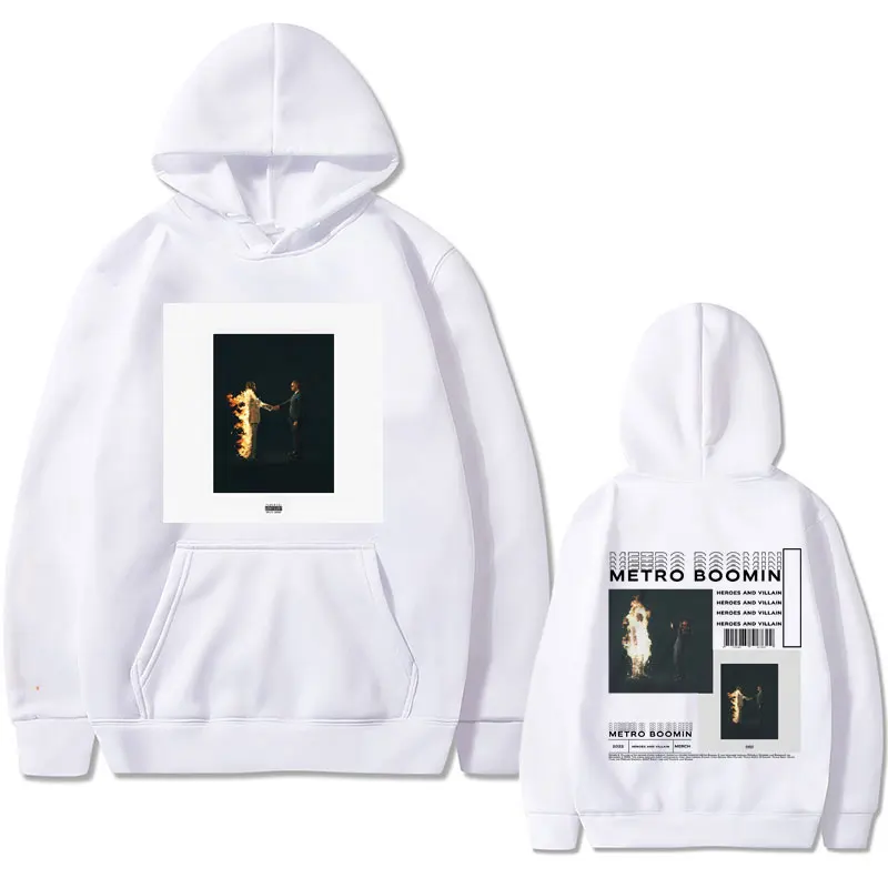 Rapper Metro Boomin Heroes & Villains Music Album Graphics Hoodie Male Hip Hop Oversized Sweatshirts Men's Casual Black Hoodies