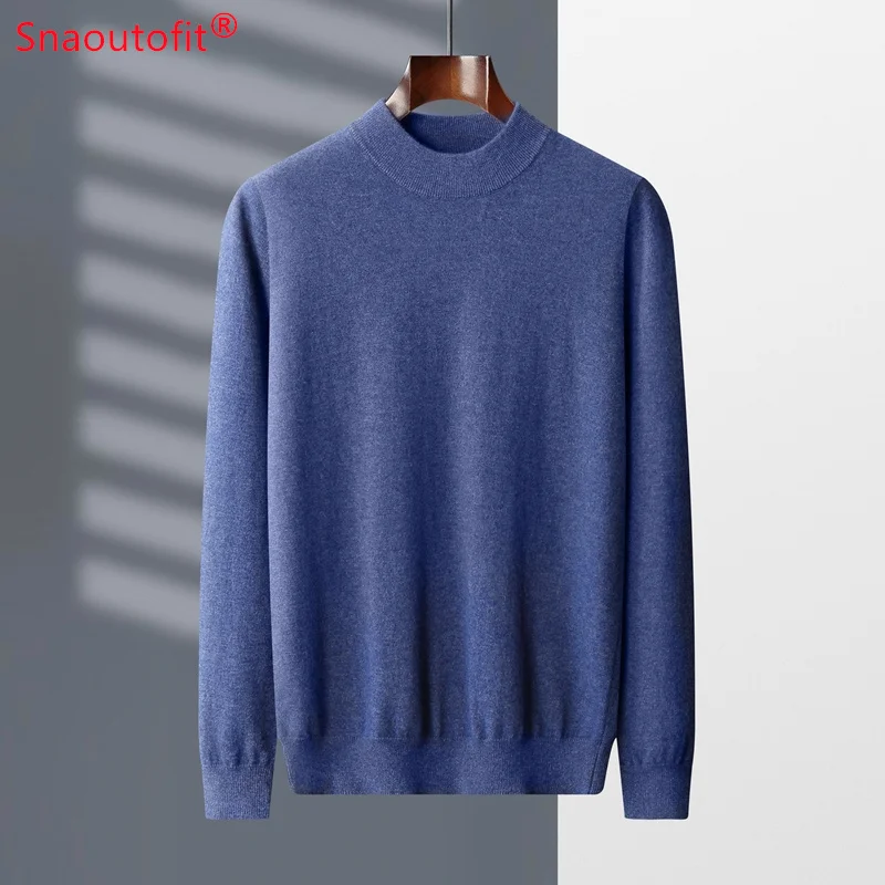 

Men's Clothing Pure Cashmere Sweater Men's Half High Neck Business Casual Jumper Spring Autumn Basic Cashmere Knit Base Sweater