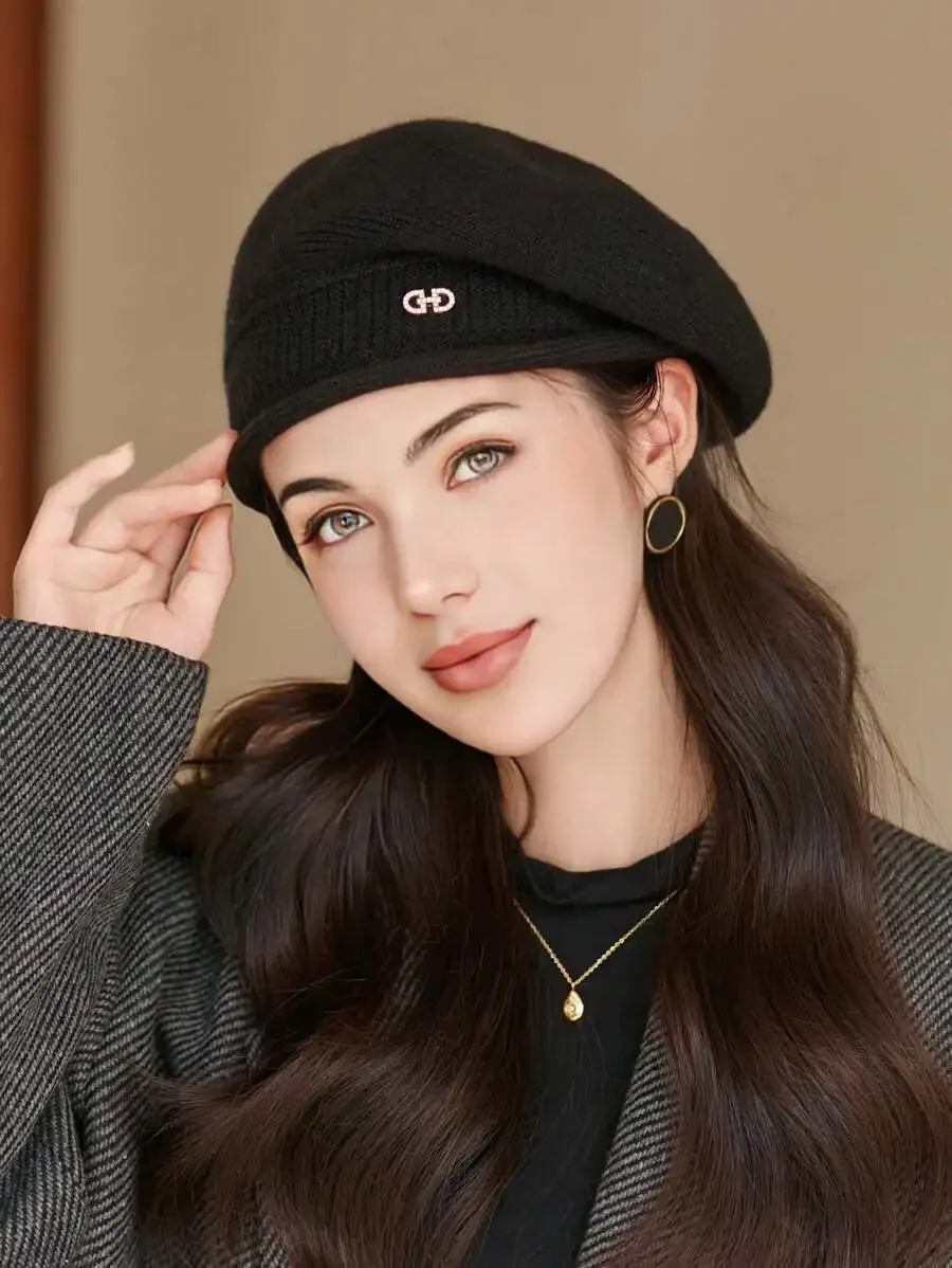 Women's Beret Hat Elegant Autumn Winter Warm Painter Style_voghion.com