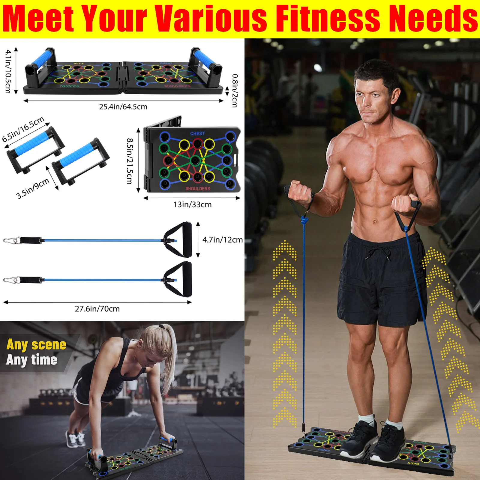 Appareil abdo,Planche Push-Up Pliable Portable,Équipement d'Entraînement Physique,pour Muscles