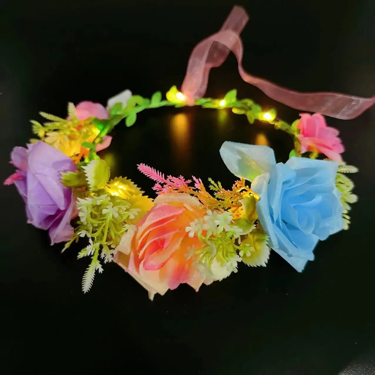 Description Picture 2 of itemLight Up Flower Crown Headband s  Glow Party Favors for Brides Bridesmaids Women Girls Wedding Festival