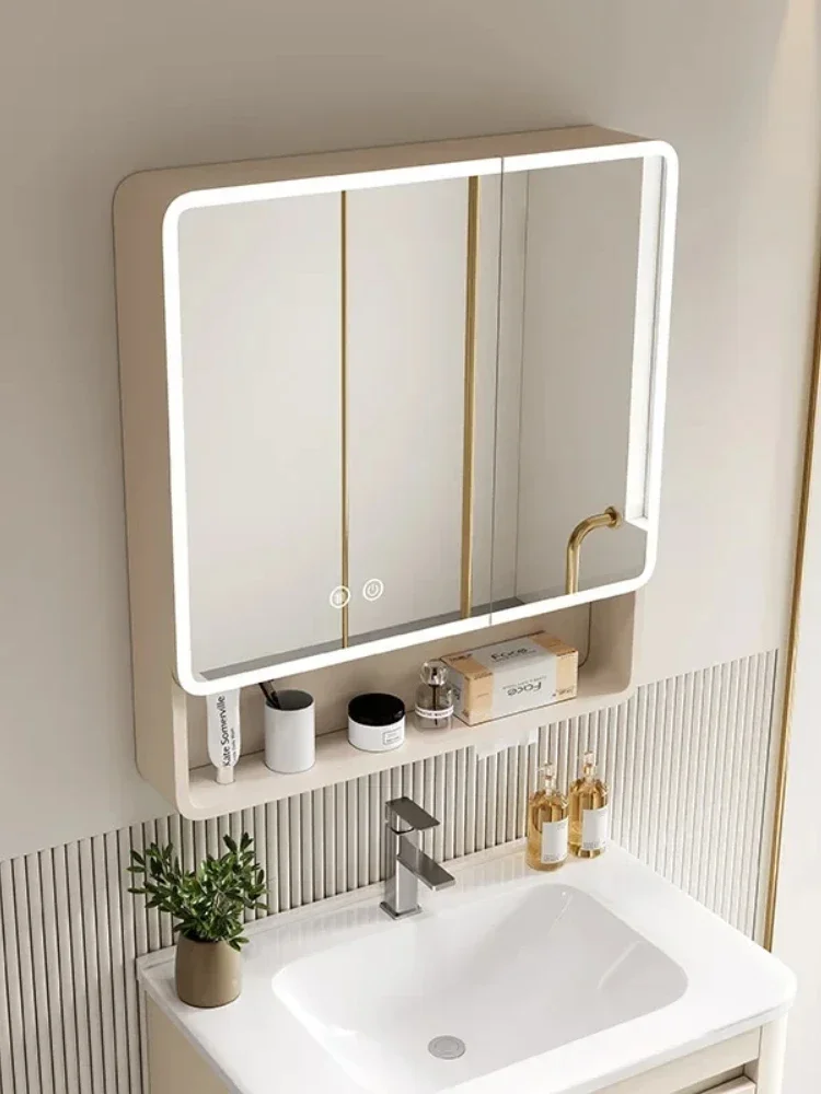 Nordic Bathroom Smart Mirror Cabinet Wall Hanging Mirror Cabinet with Light Fog Removal Storage Simple Home Furniture 욕실 가구 FYBC