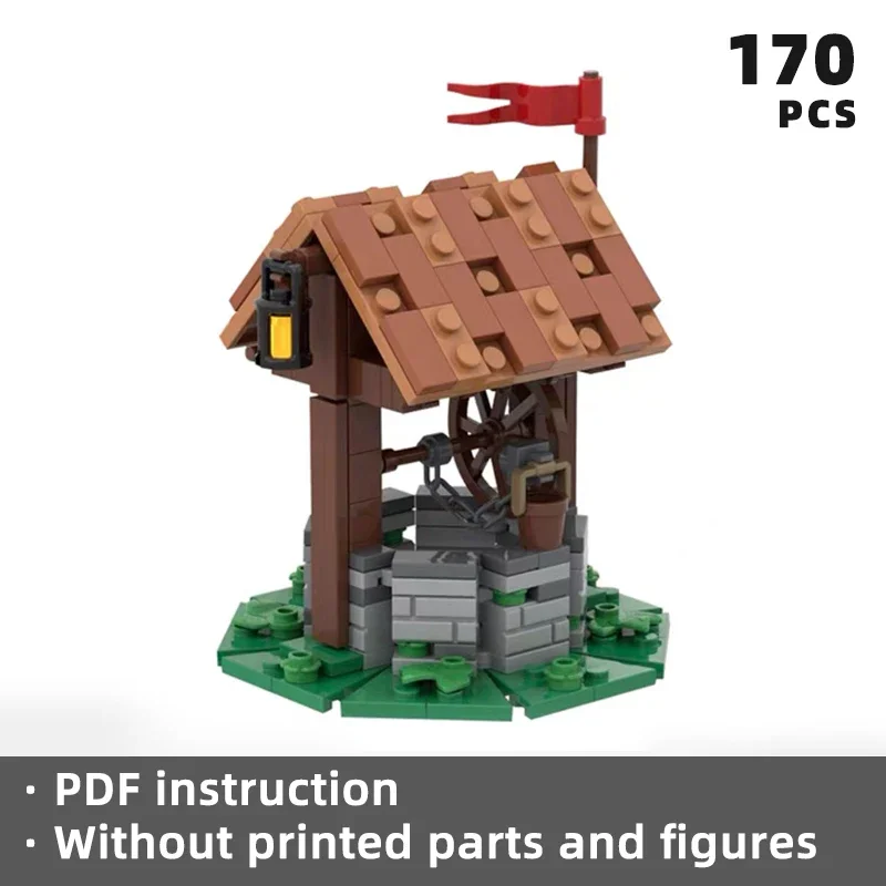 Mattoni Della Città Del Pozzo D'Acqua Medievale Castello Medievale Street View Blocks Water Well Modular Moc Bricks Fortress Gift Blocchi Modulari