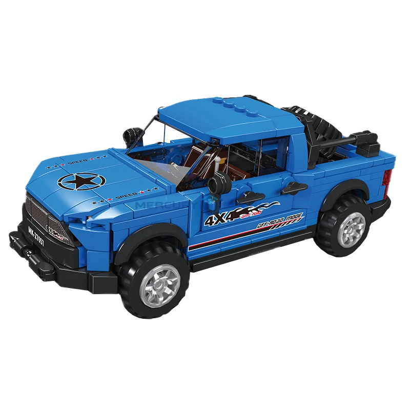 Blue Classic Pickup Model Building Blocks Speed Moc 27057 Truck Van Truck High Tech Vehicle Bricks Set Di Giocattoli Fai Da Te Kids Boys Gift