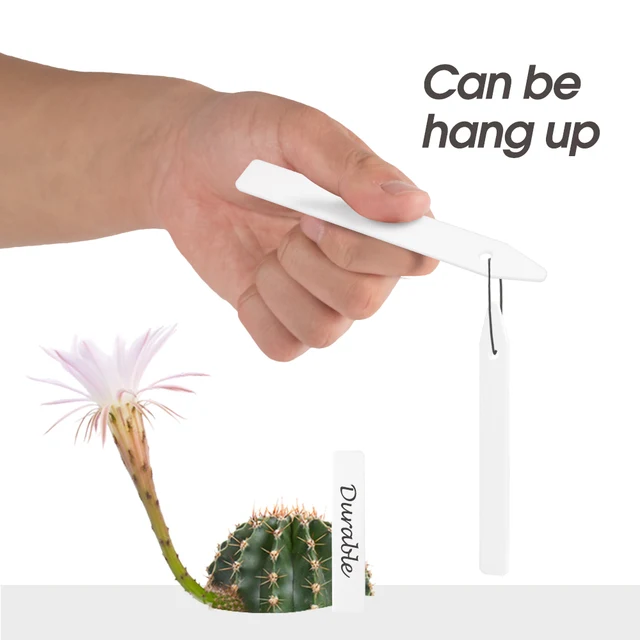 10-500Db 10.3X1,3 Cm Fehér Megvastagodott Növénycímkék Műanyag Kerti Címkék Tétek Óvodai Újrafelhasználható Markerek, Kerek Lyukakkal Lógó - Image 5