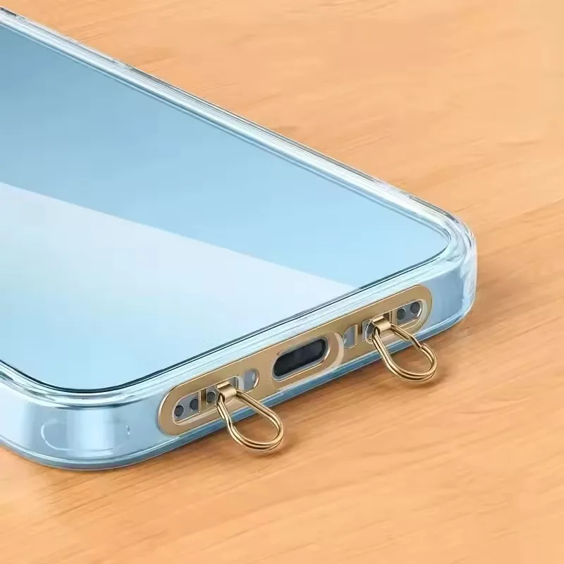 Sleek Stainless Steel Phone Lanyard Patch - Durable Cord Clips