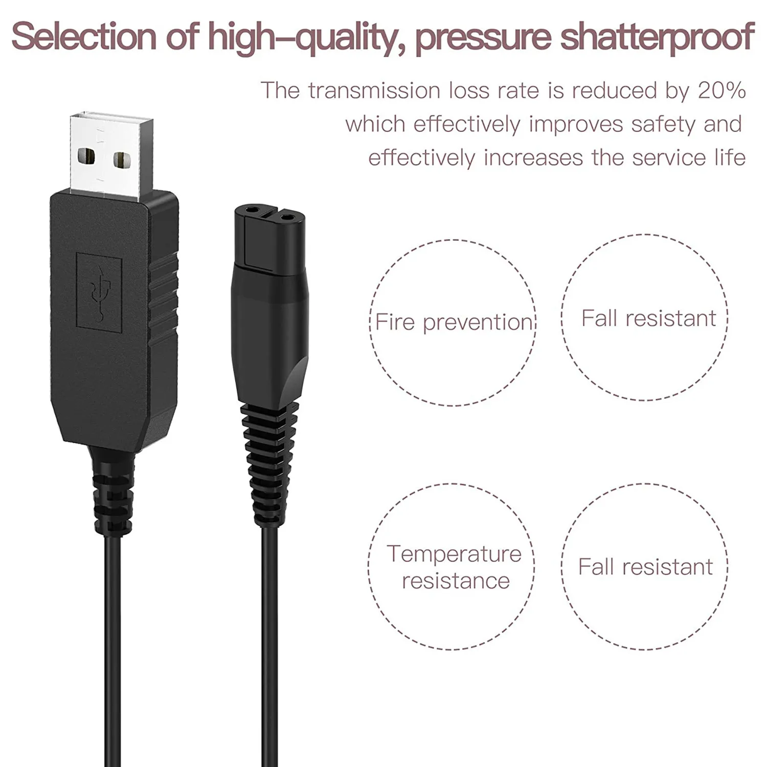 4.3V USB Charging Cable Philips Norelco Oneblade QP2520 QP2520/90 QP2520/72 QP2520/70 Shaver A00390 Series All-in-One Groomi