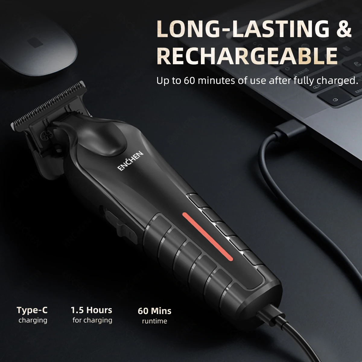 Rifinitore multifunzione elettrico ENCHEN Sharp 6 con lama a T a zero gap e motore potente da 5000 giri/min. Il regalo perfetto._voghion.com