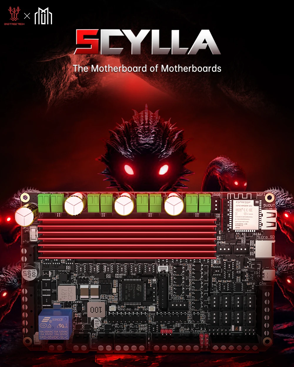 BIGTREETECH Scylla Motherboard 550 MHz 32Bit ARM Cortex-M7 CNC Control Board Onboard 4 TMC2160 Treiber PWM/RS485 Upgrades für RRF – Detail 4