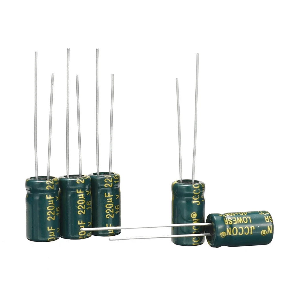 Capacitor eletrolítico de alumínio com caixa, carregador de potência de baixa resistência, alta frequência, 16V, 220UF, 6x11mm, 100pcs