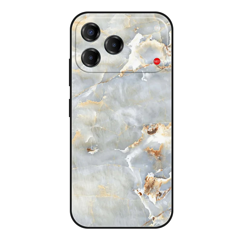 Marble Painted Soft Matte Silicone Back Cover - Elegant Design Case