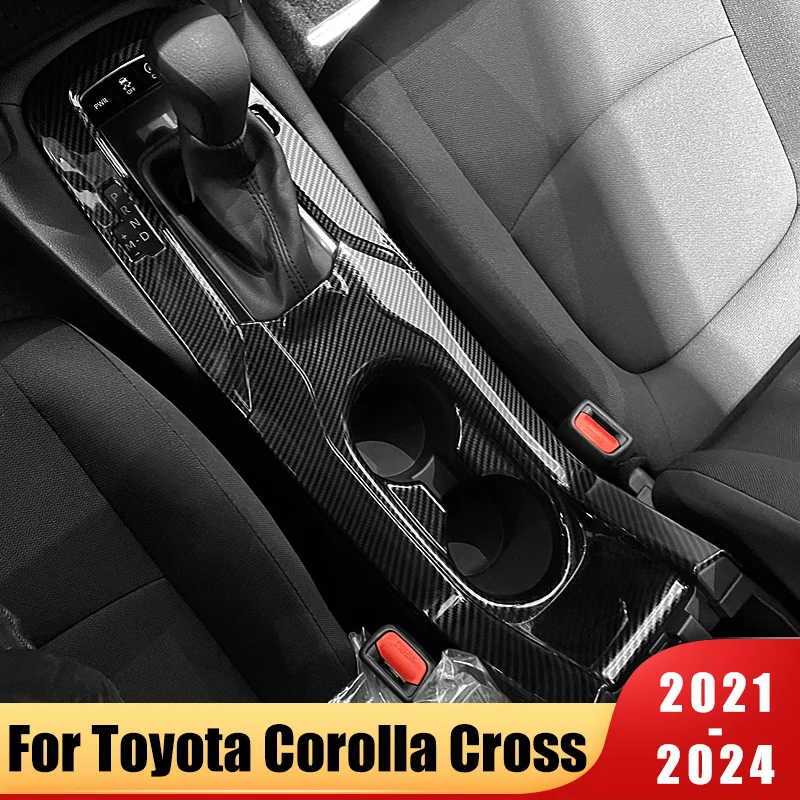 

For Toyota Corolla Cross XG10 2021~2024 2022 2023 Car Decoration Stickers Center Console Gear Shift Box Panel Frame Cover Trim