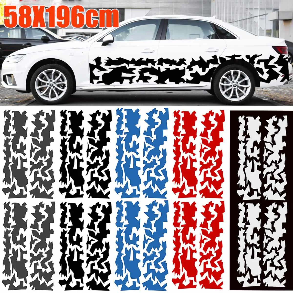 Yctze Adesivi Auto Triangolari 200x60 Cm – Decalcomanie In PVC Per Auto, Camion E Furgoni. Design Astratto Fai-da-te, Resistenti Agli Agenti Atmosferici, Rimovibili. Colore Rosso. - 2
