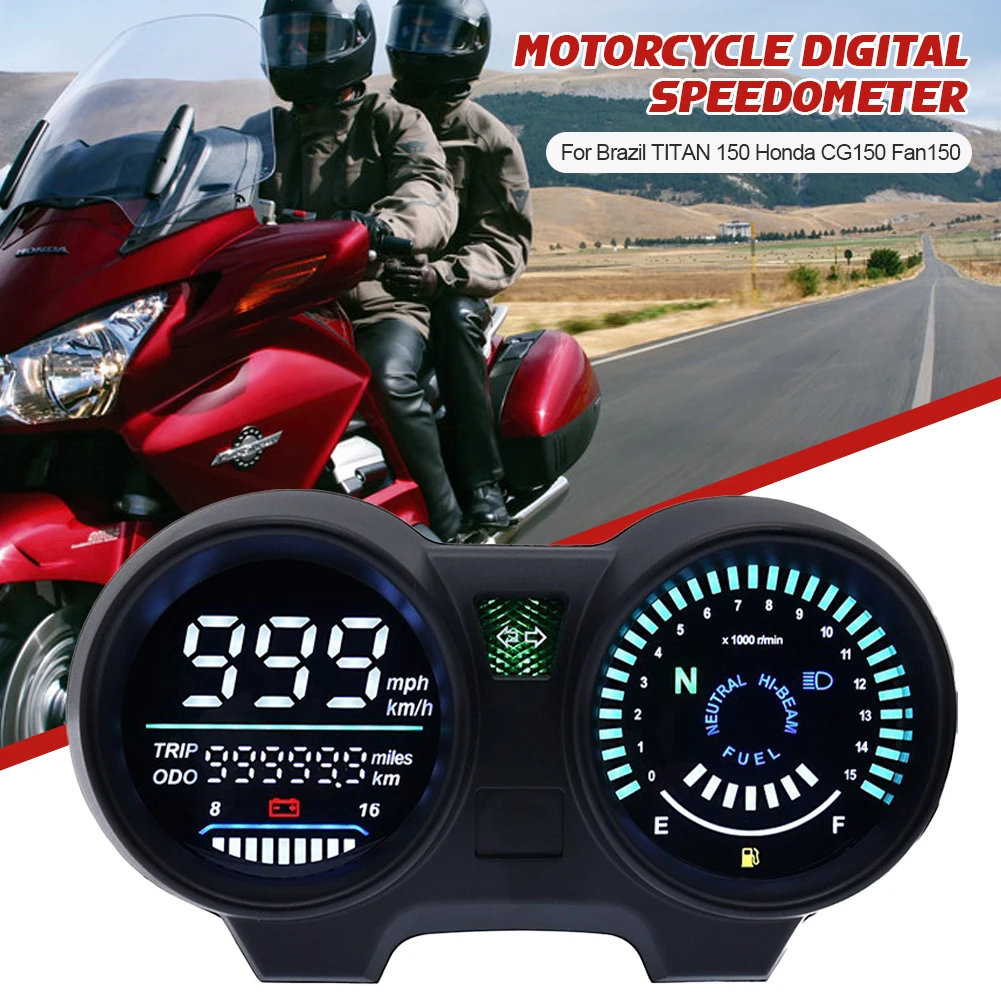 

Digital Motorcycle Speedometer Dashboard LED Electronics RPM Meter For Brazil TITAN 150 Honda CG150 Fan150