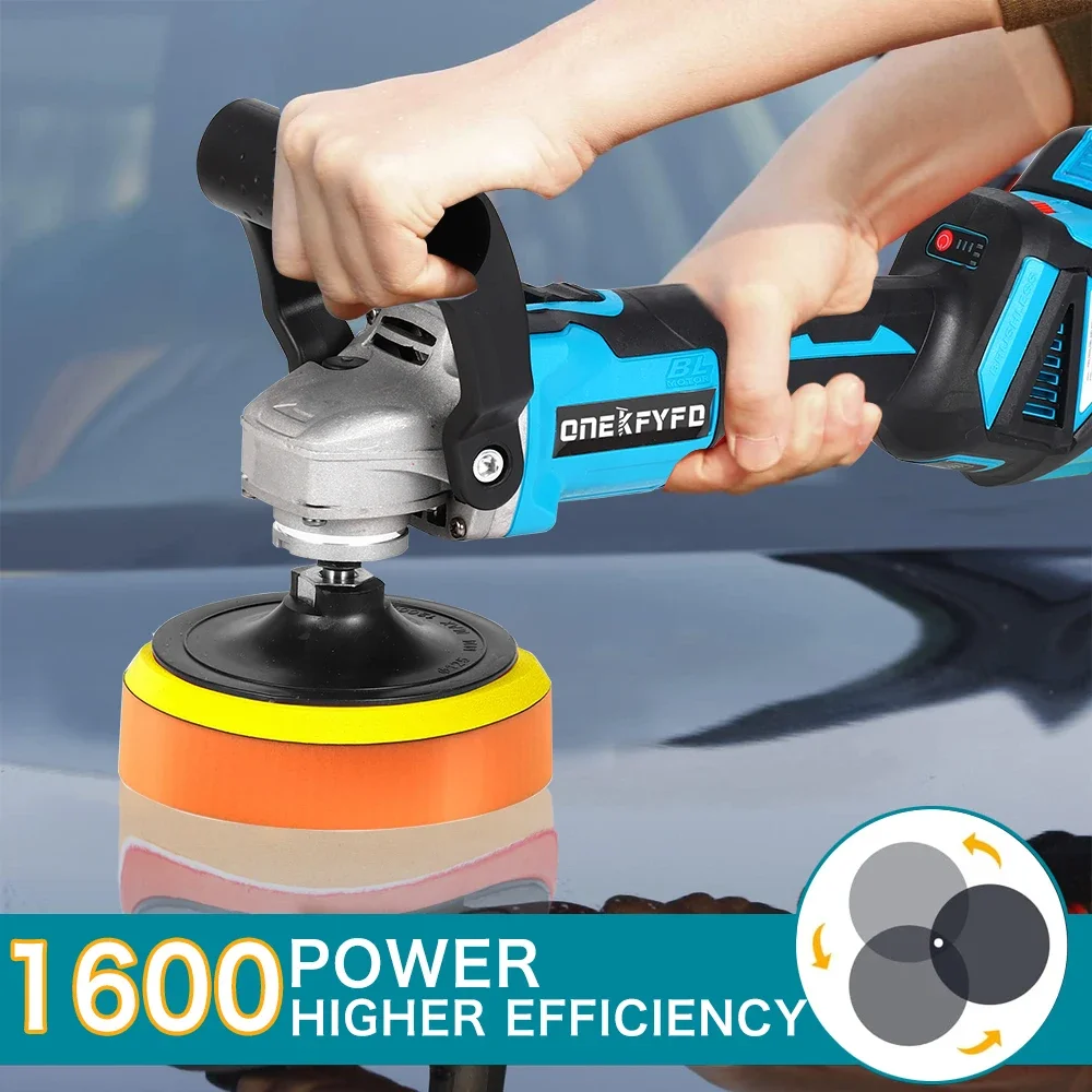 2 IN 1 Car Polisher Brushless 125mm Angle Grinder 1600W Variable Speed Car Waxing Polishing Machine For Makita 18V Battery 3