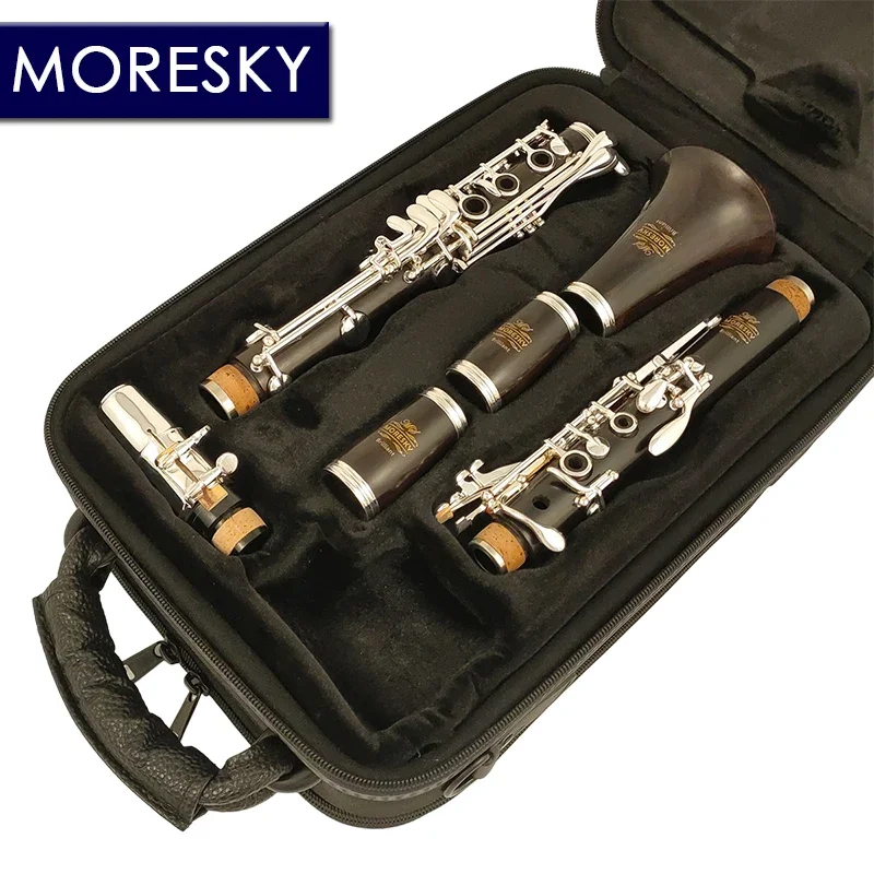 MORESKY Ebony Wood/Grenadilla Professional Clarinet Bb Silver Plated 19 Keys Sib Klarnet &middot;Brilliant
