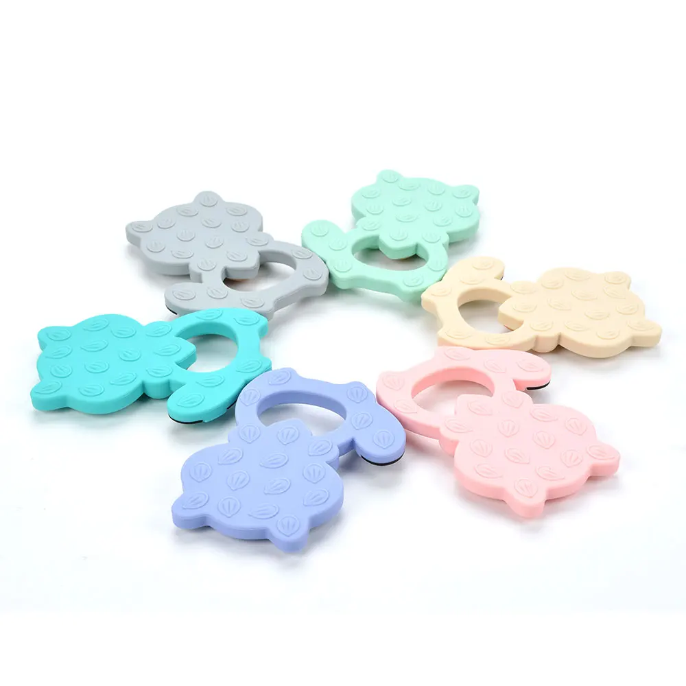 1PC Raccoon Silicone Teether Toys Necklace Accessories Infant Chew Toys Raccoon Silicone Beads Soft teether DIY Baby Teething 6