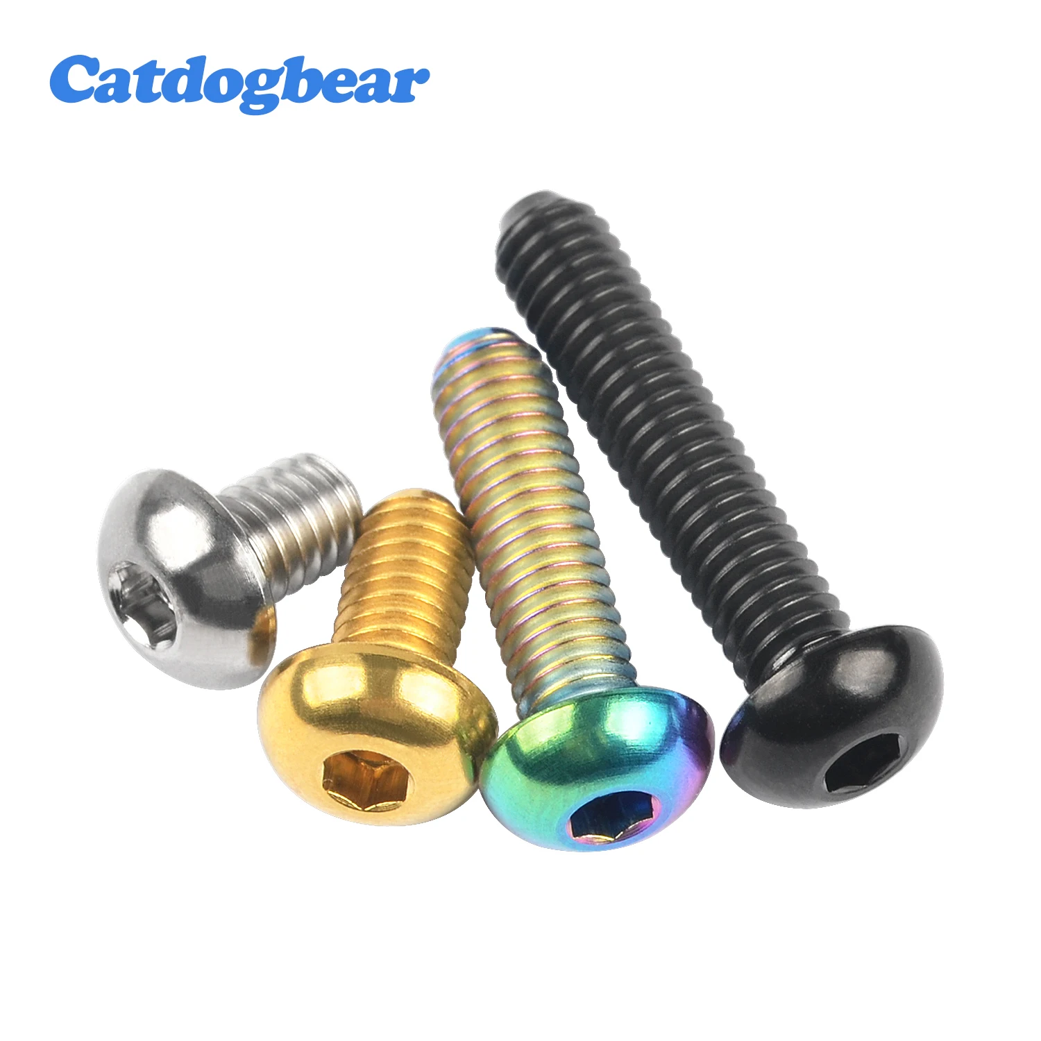 

Catdogbear 4Pcs Titanium Ti Bolts M4 x 6 8 10 12 15 20mm Inner Hexagon Half Round Head Screw for Bike Bicycle Fasteners