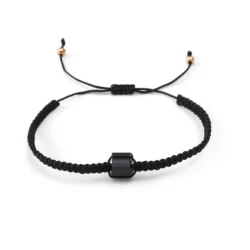 Handmade Black Tourmaline Protection Bracelet - Waterproof Wax Rope Braided Design - 17 - 19.5cm (A)