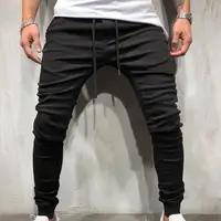 Men Pants Denim Jogger Pants Autumn Men's Pencil Jeans Vintage Solid Color Men Slim Fashion Denim Trousers Male Casual Pants 3