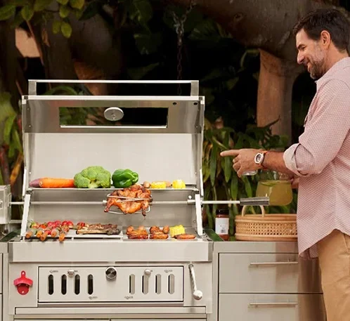 Outdoor Garden Charcoal Chicken Grill Machine High Quality Built-In BBQ Charcoal Grill