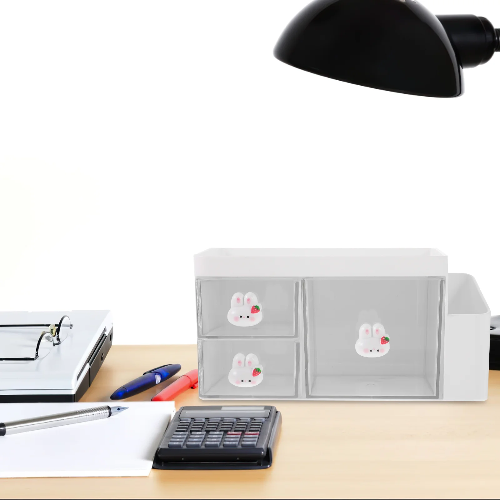 Stationary Organizer for Desk Pen Clear Plastic Storage Boxes Office with Drawer Hand Account Multi-functional Holder