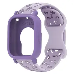 Silicone Dog Paw Pattern Strap and Case - Soft, Cute, and Breathable Sport Bracelet for Redmi watch 5 lite (Purple - Purple)