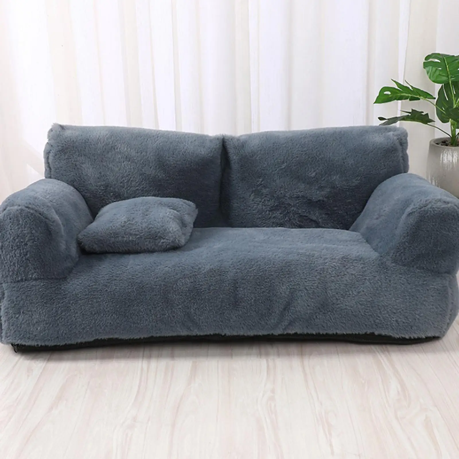 Pet Sofa Soft Plush Anti Slip Bottom Warm Pet Supplies Rectangle Versatile Wear Resistant with Removable Cover for Dog Cat Pet