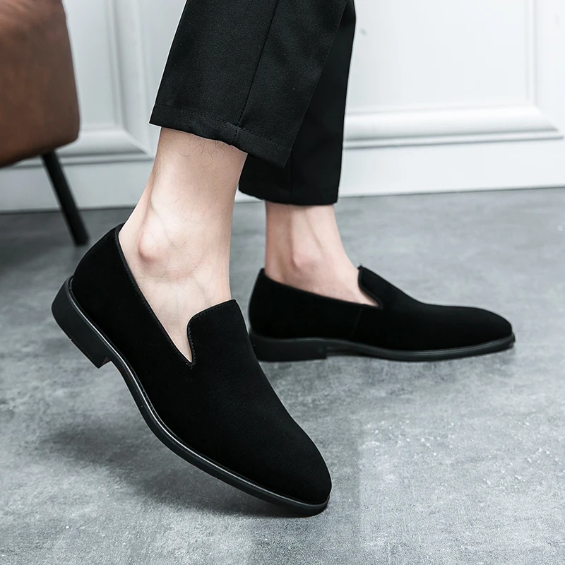 2025 New Men Gentleman Casual Moccasins Leather Loafers Black Brown Men Business Office Formal Shoes Suede Leather Driving Shoes 3