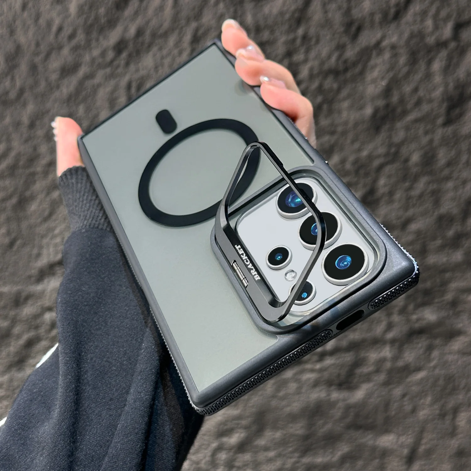 Luxury Clear Magnetic Shockproof Phone Case with Stand and Color Protection Back Cover