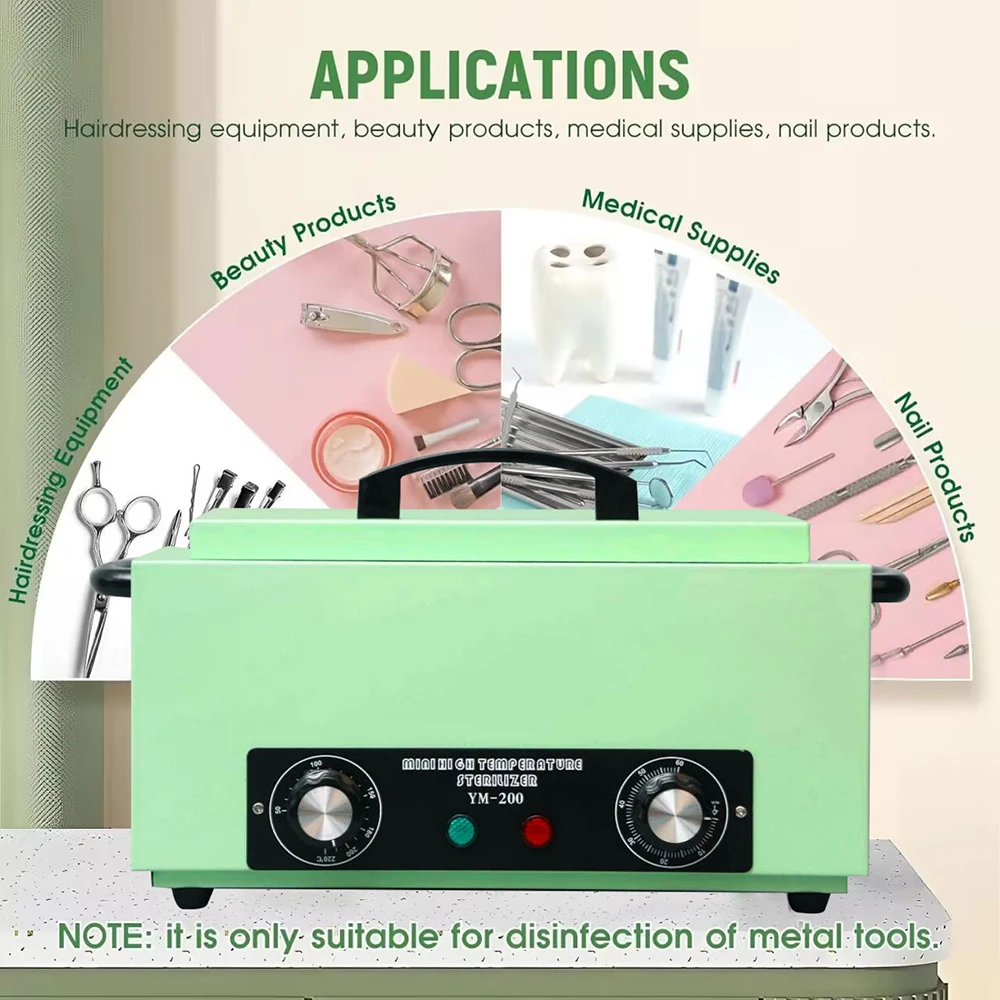 Nail Tool Disinfectant High Temperature Metal Tool Disinfectant Cabinet 300W Nail Salon Hair Equipment