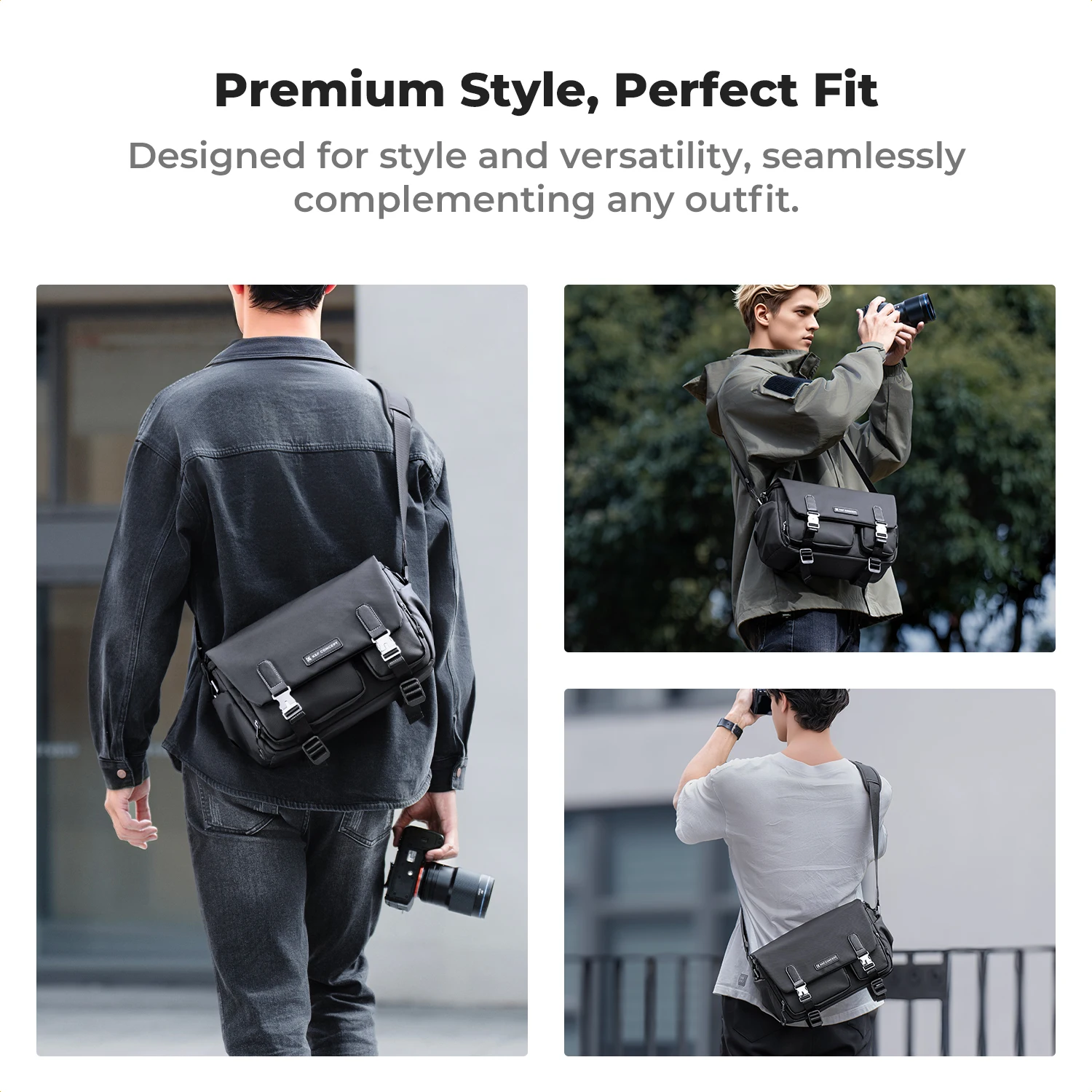 5F Concept Zipper Buckle Sling Travel Photography Shoulder Bag For Sony DSLR SLR Camera Accessories Tripod Holder_voghion.com