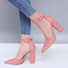 Women Pumps Fashion Ladies Shoes Party Wedding Square High Heel Pointed Toe Red Wine Ladies Pumps 5