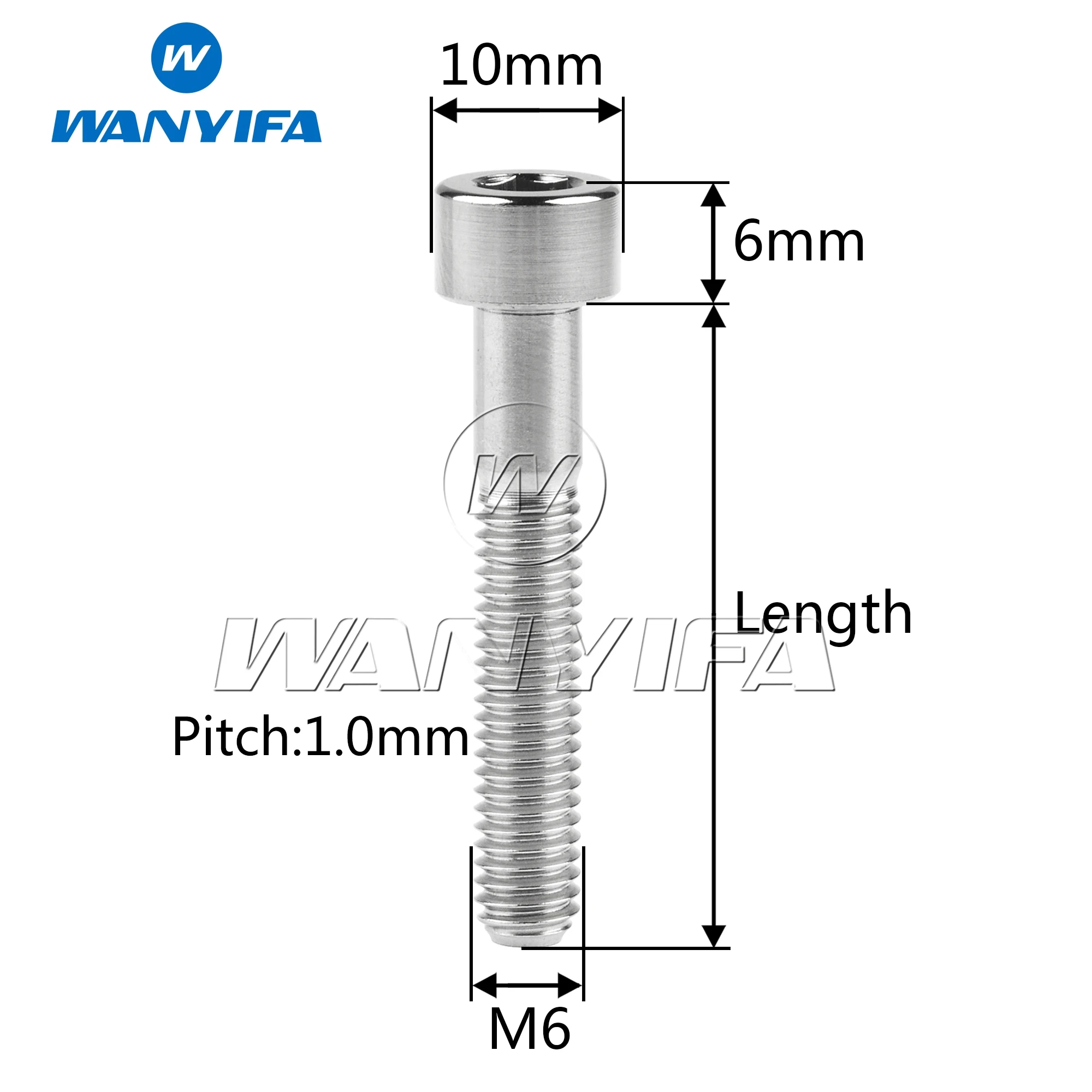 Titanium Bolts Wanyifa Titanium Bolts M6x 10 15 16 18 20 25 30 35 40 45 50 55 60 65mm Allen Hex Head Screw Fit Headset Cap Mountain Road Bike