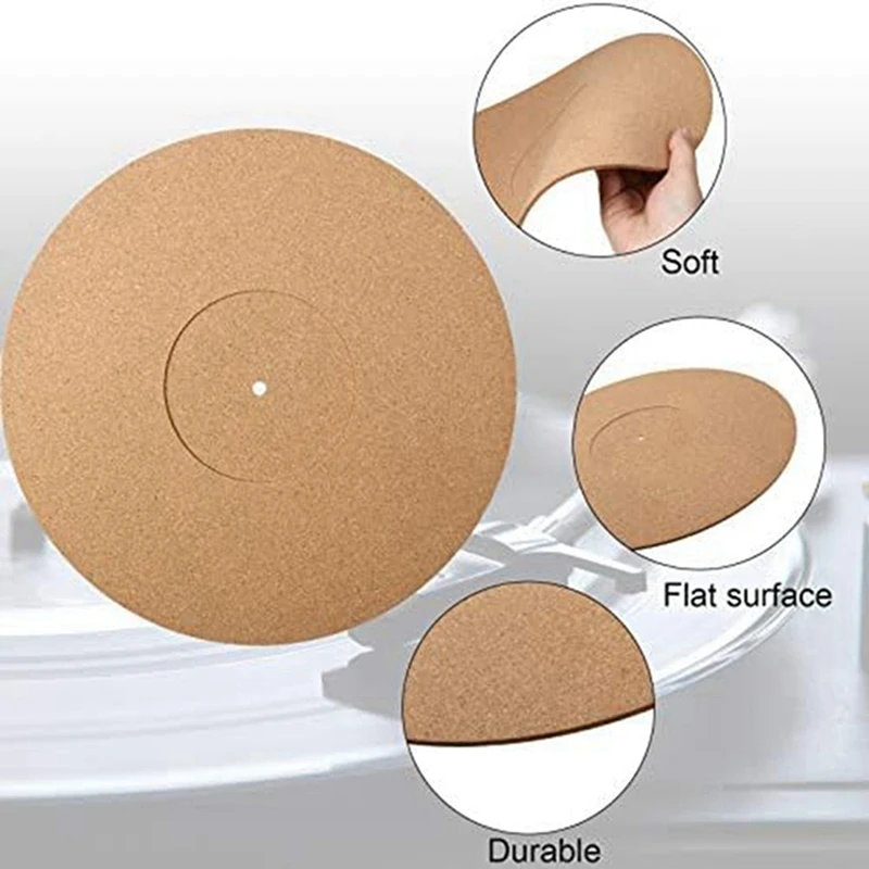 B63B-6 Pieces Cork Turntable Mats With High Fidelity For Vinyl LP Record Players Audiophile Reduce Noise