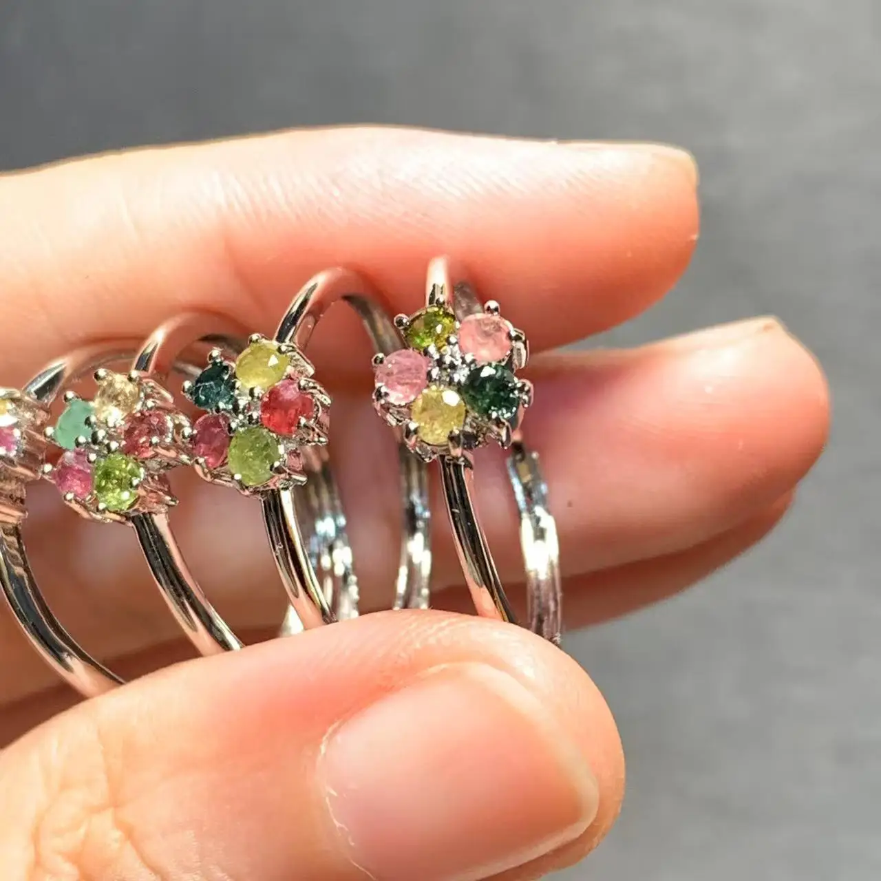 New Arrival Natural Tourmaline Stone Rings Female  Jewelry For Women Gift Copper Cute