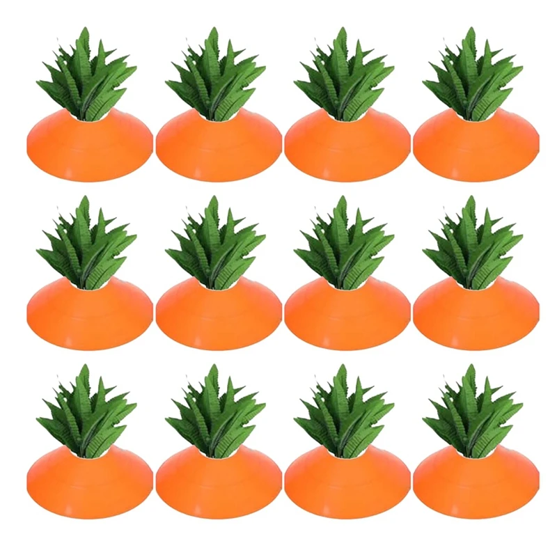 

BMBY-12PCS Easter Carrot Garden Stake Carrot Decorative Outdoor Plastic Rustic Sign For Easter Home Lawn Patio Ornaments