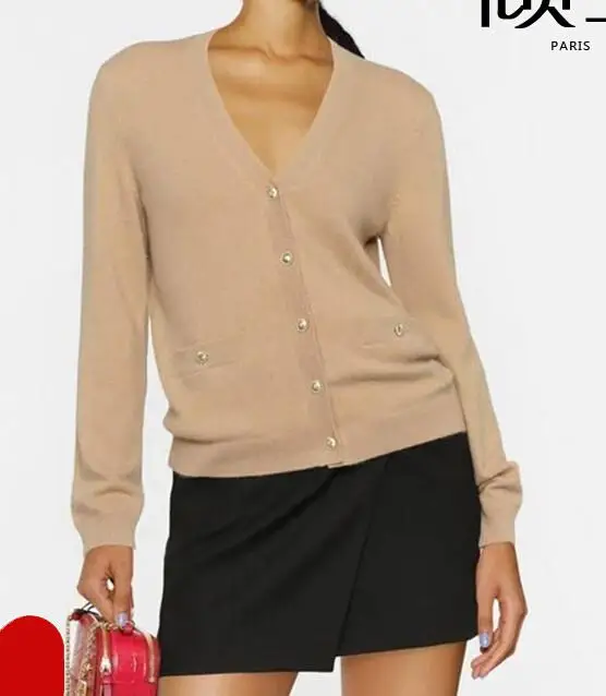 

PATADS French M Family 23 Autumn/Winter French Style Elegant Metal Button Embroidery LOGO Knitted Cardigan CA00299