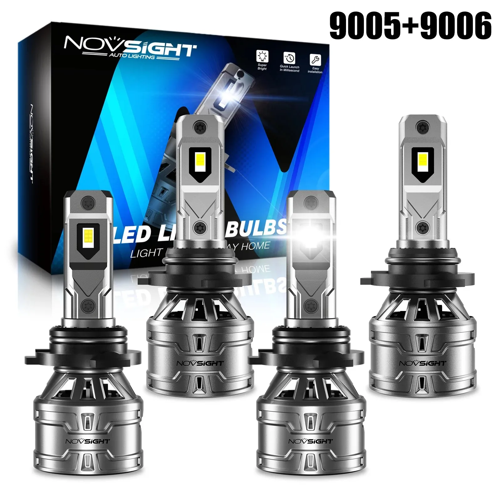 2PCS 9006 2PCS 9005 Led Headlight Bulbs High Low Beam Car Lamp 60W 13000LM 6500K White Plug and Play Led Lights For Car