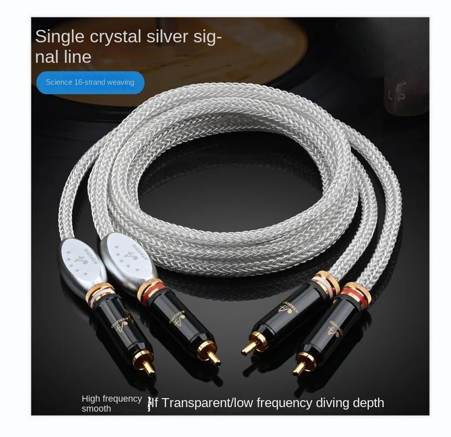 

High quality single crystal silver signal cable HiFi dual lotus CD amplifier audio silver plated RCA fever audio signal cable