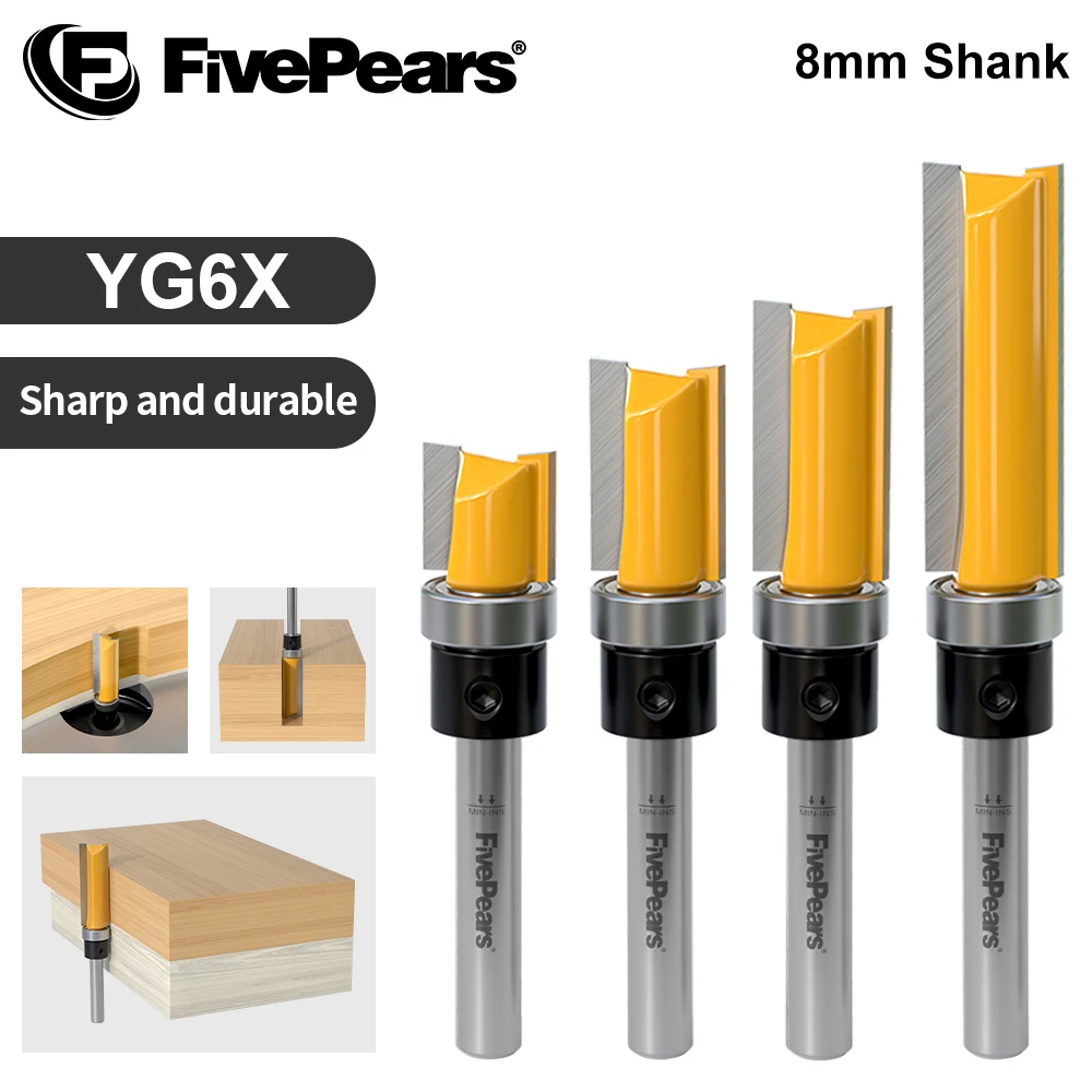 

FivePears 8 мм Фреза/резак для фрезерной обработки, YG6X высокотвердое лезвие из вольфрамовой стали, фреза для дерева/Деревообрабатывающие инструменты