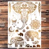 Realistic Elephant Moon Temporary Tattoos For Women Adult Fake Butterfly Lace Mandala Tattoo Sticker Gold Waterproof Chest Tatoo 3