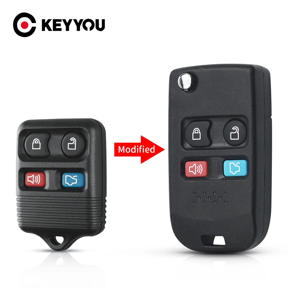 Enhanced Folding Flip Car Remote Key Shell - 4 Button