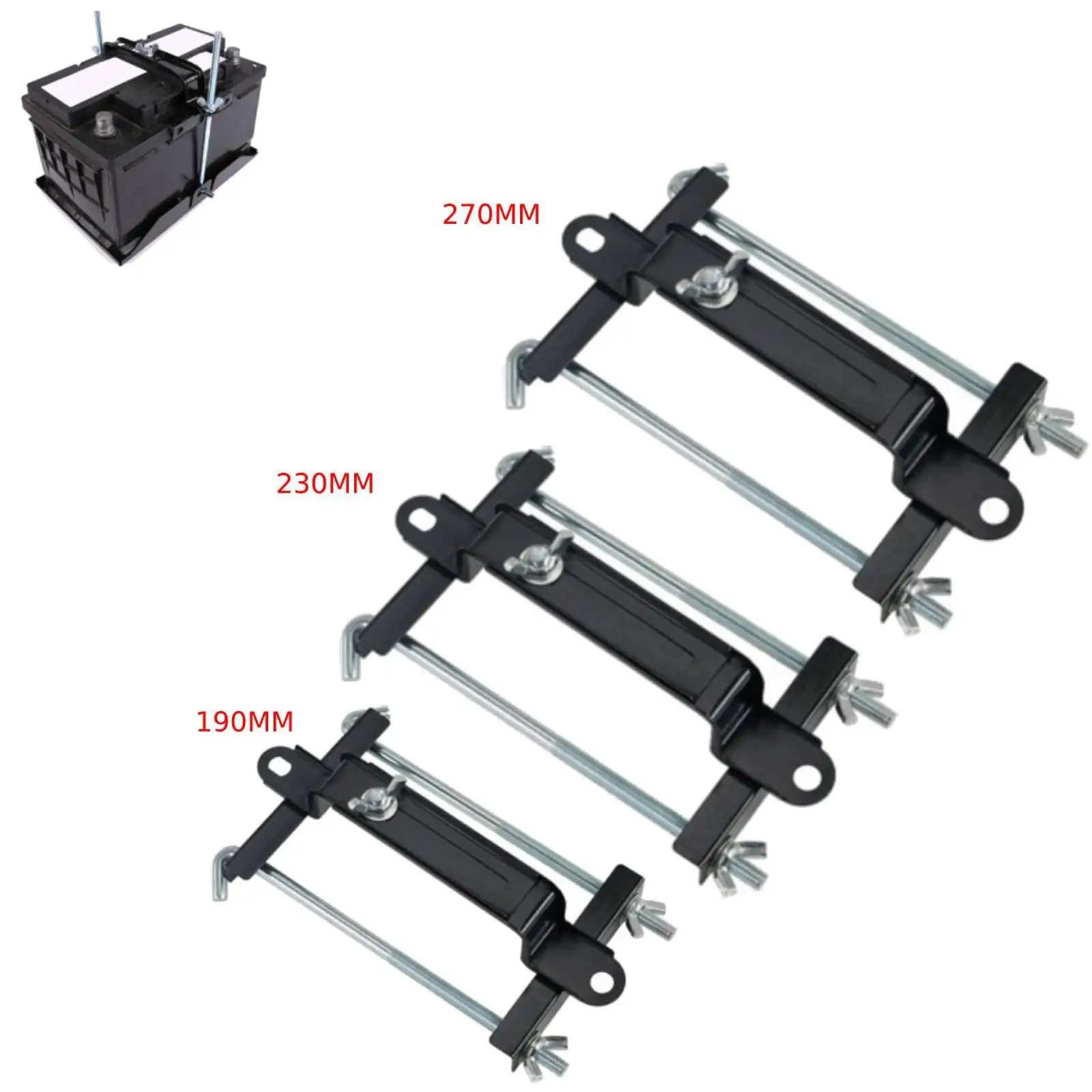 Battery Holder, Battery Hold Down Clamp 190/230/270MM Car Fixed Battery Holder Hold Down Bolts Hold Down Rod Modified Fixed Battery Holder for Car Truck Accessories