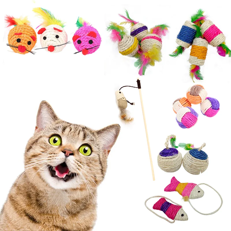 3pcs Cat Toy Pet Cat Sisal Scratching Ball Training Interactive Toy for